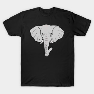 Grey Elephant with tusks hand drawn portrait T-Shirt